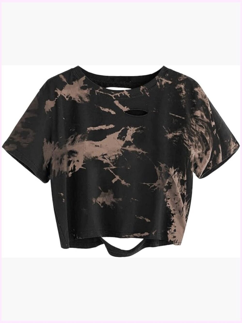Women's Crop T-Shirt Crew Neck Short Sleeve Loose Fit Distressed Tee Summer